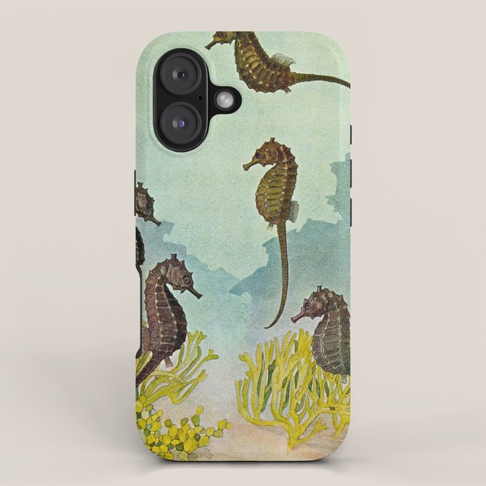Hippocampus - Hashime Murayama - 1920 Seahorse Illustration Marine Life iPhone Case Gallery Image 1