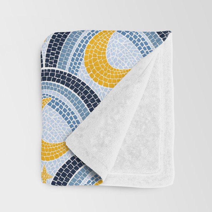 Mediterranean Moonlight Mosaic Throw Blanket Gallery Image 3