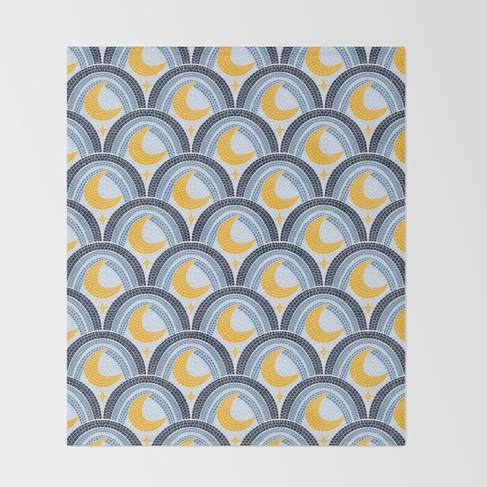 Mediterranean Moonlight Mosaic Throw Blanket Gallery Image 2