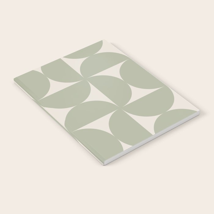 Bauhaus Mid Century Modern Geometric VII Earthy Green Notebook Gallery Image 2