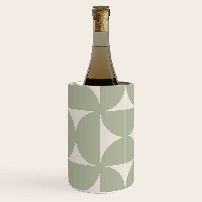 Bauhaus Mid Century Modern Geometric VII Earthy Green Wine Chiller Gallery Image 1