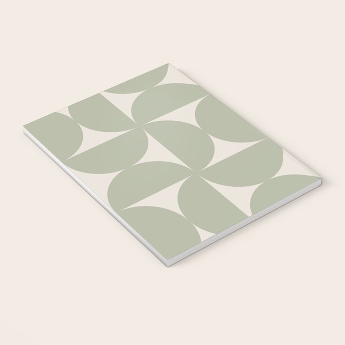 Bauhaus Mid Century Modern Geometric VII Earthy Green Notebook Gallery Image 3