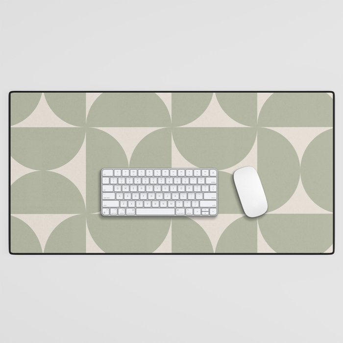 Bauhaus Mid Century Modern Geometric VII Earthy Green Desk Mat Gallery Image 1