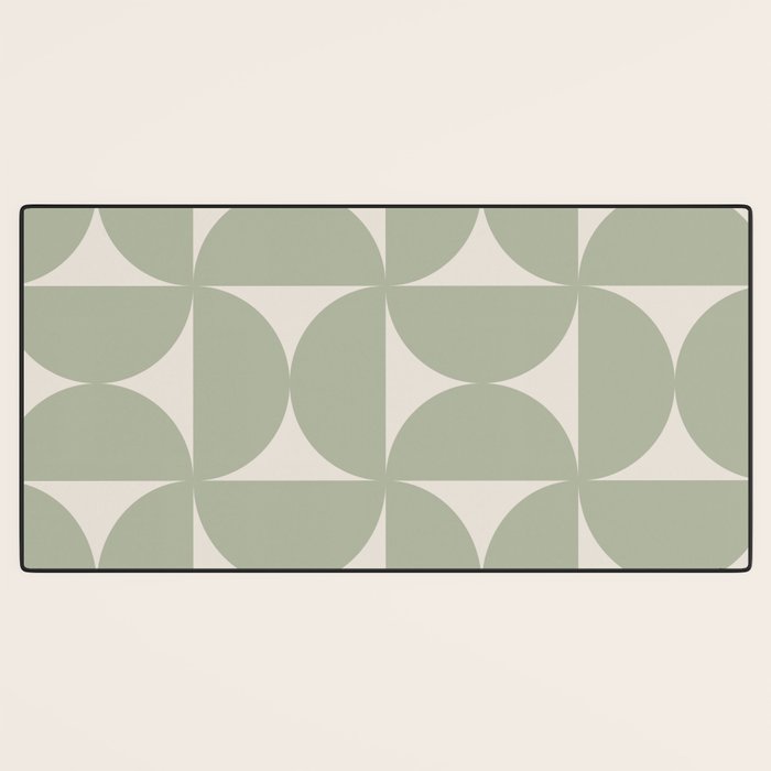 Bauhaus Mid Century Modern Geometric VII Earthy Green Desk Mat Gallery Image 3