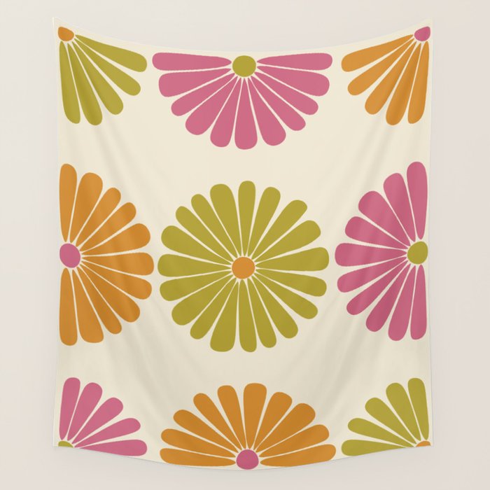 Retro Summer Daisies VIII Wall Tapestry Gallery Image 1