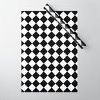 Black and white diamond shape,check,chess pattern  Wrapping Paper Gallery Image 1