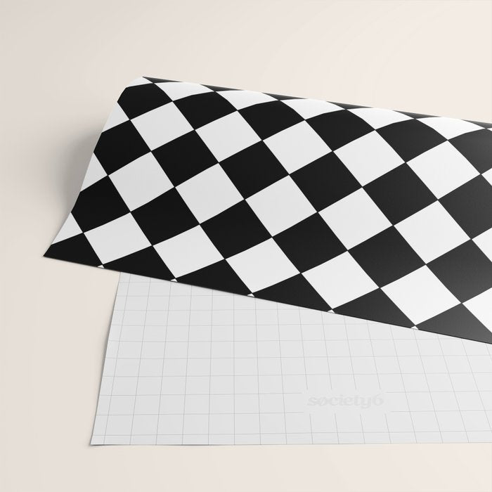 Black and white diamond shape,check,chess pattern  Wrapping Paper Gallery Image 2