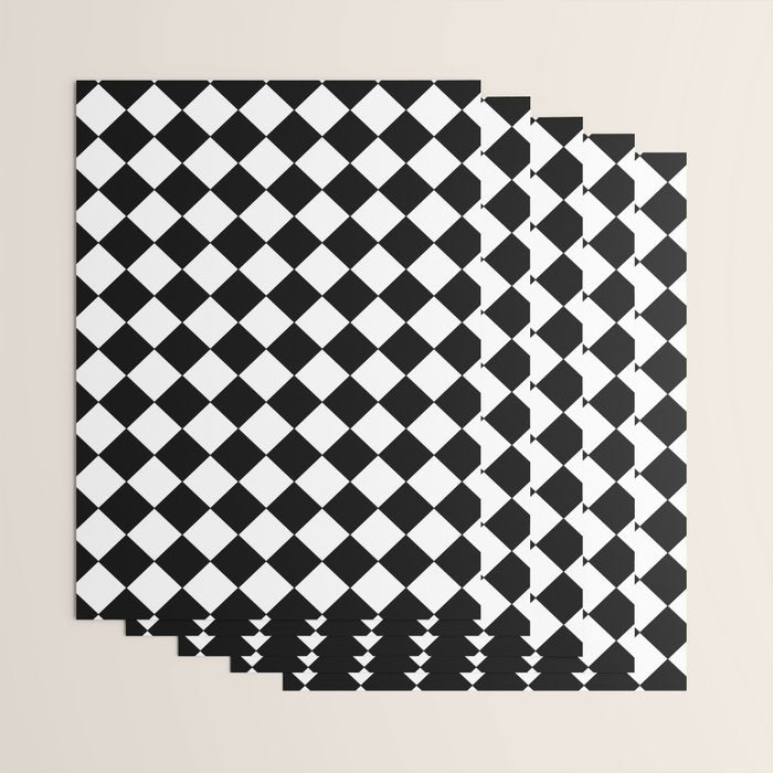 Black and white diamond shape,check,chess pattern  Wrapping Paper Gallery Image 3
