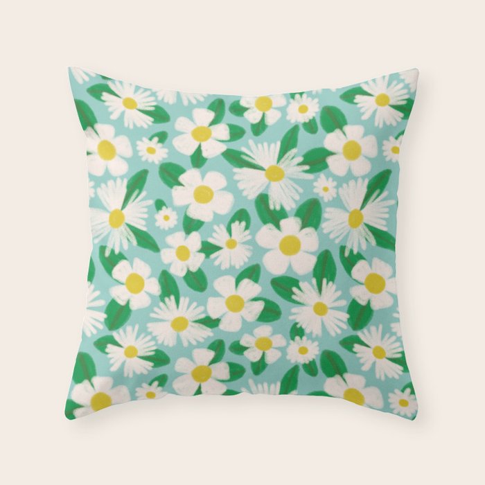 Big Bloom Floral - green Throw Pillow Gallery Image 1
