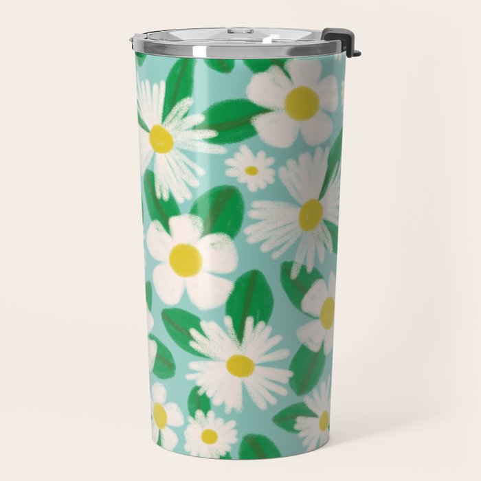 Big Bloom Floral - green Travel Mug Gallery Image 2