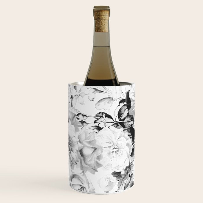 Black gray modern watercolor roses floral pattern Wine Chiller Gallery Image 2