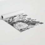 Black gray modern watercolor roses floral pattern Yoga Mat Gallery Image 2