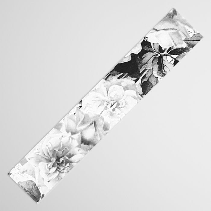 Black gray modern watercolor roses floral pattern Table Runner Gallery Image 3