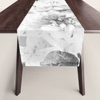 Black gray modern watercolor roses floral pattern Table Runner Gallery Image 1