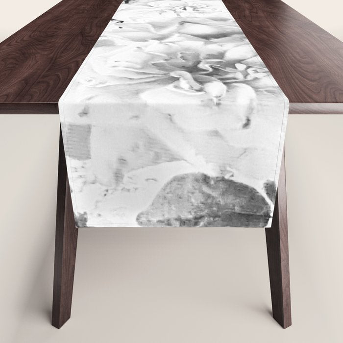 Black gray modern watercolor roses floral pattern Table Runner Gallery Image 1