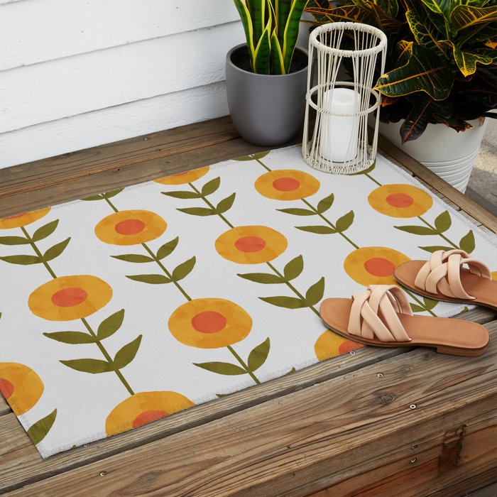 Fresh Yellow Spring Flowers Outdoor Rug Gallery Image 2