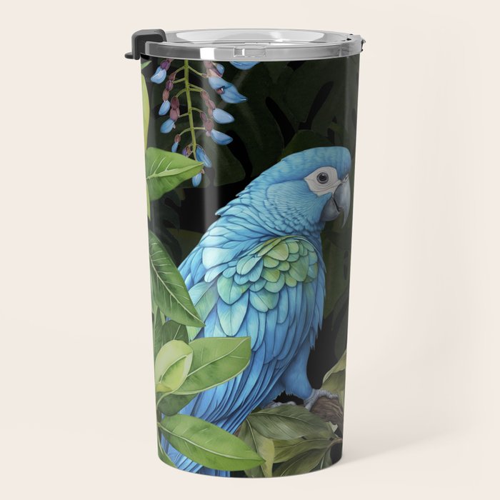Tropical Blues Watercolor Parrots In The Canopy Travel Mug Gallery Image 3
