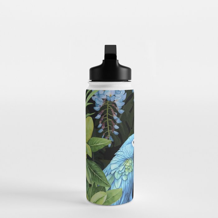 Tropical Blues Watercolor Parrots In The Canopy Water Bottle Gallery Image 3