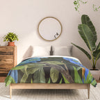 Tropical Blues Watercolor Parrots In The Canopy Comforter Gallery Image 3
