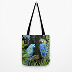 Tropical Blues Watercolor Parrots In The Canopy Tote Bag Gallery Image 2