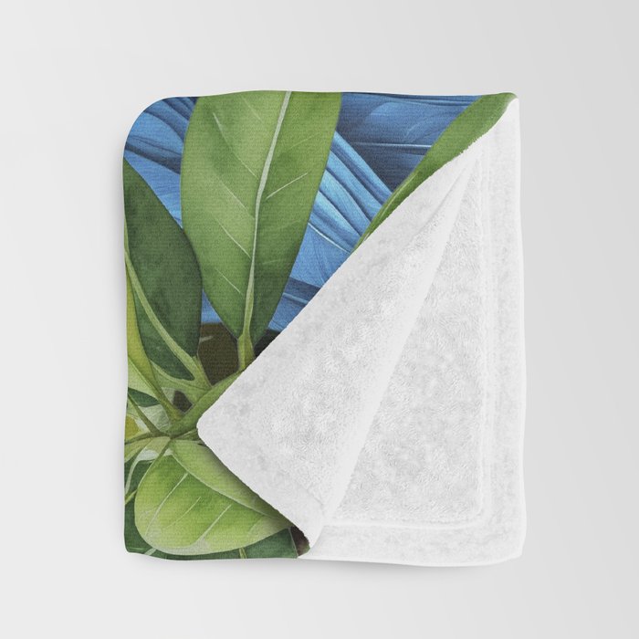 Tropical Blues Watercolor Parrots In The Canopy Throw Blanket Gallery Image 3