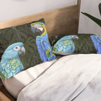 Tropical Blues Watercolor Parrots In The Canopy Pillow Sham Gallery Image 2