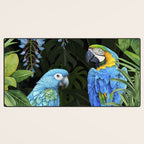 Tropical Blues Watercolor Parrots In The Canopy Desk Mat Gallery Image 3