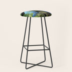 Tropical Blues Watercolor Parrots In The Canopy Stool Gallery Image 1