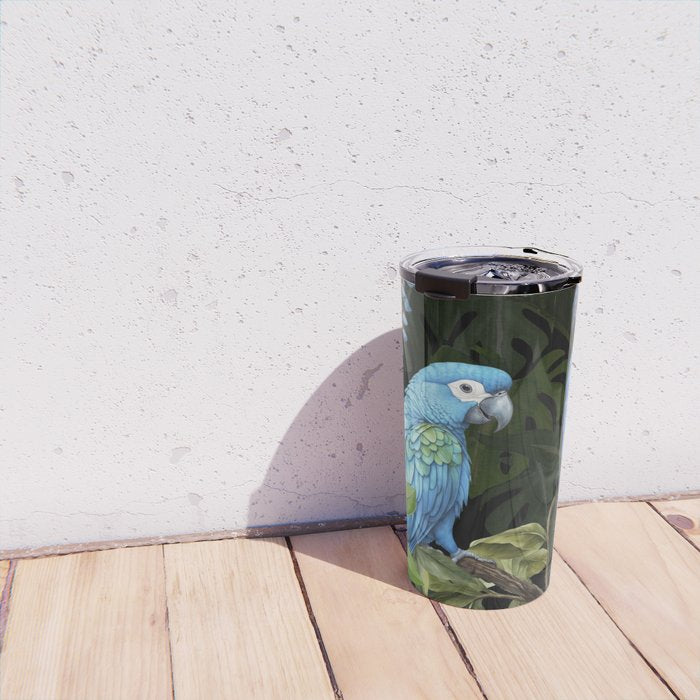 Tropical Blues Watercolor Parrots In The Canopy Travel Mug Gallery Image 4