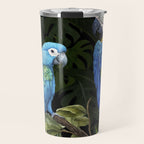 Tropical Blues Watercolor Parrots In The Canopy Travel Mug Gallery Image 1