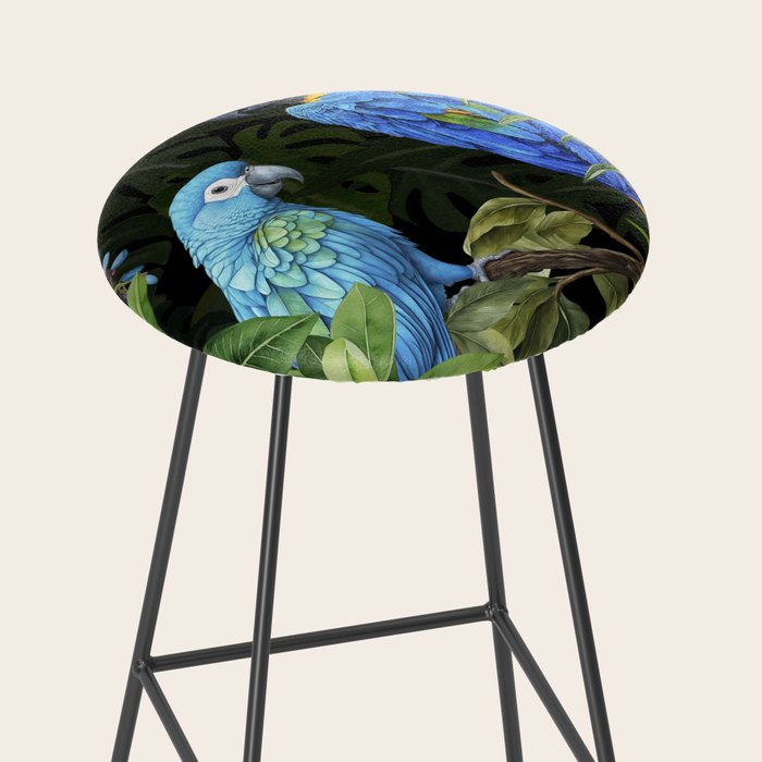 Tropical Blues Watercolor Parrots In The Canopy Stool Gallery Image 2