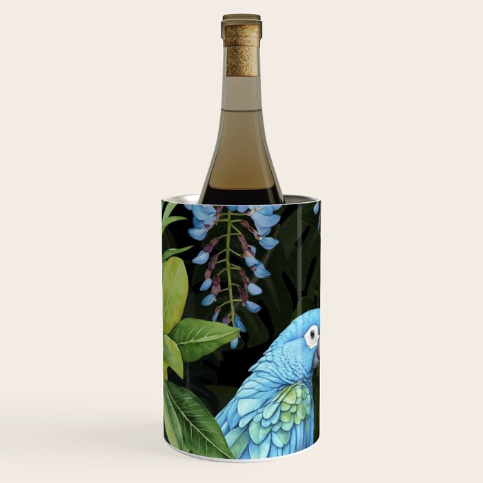 Tropical Blues Watercolor Parrots In The Canopy Wine Chiller Gallery Image 2