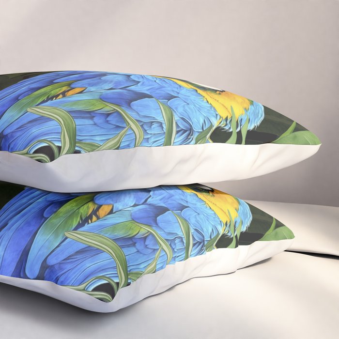 Tropical Blues Watercolor Parrots In The Canopy Pillow Sham Gallery Image 3