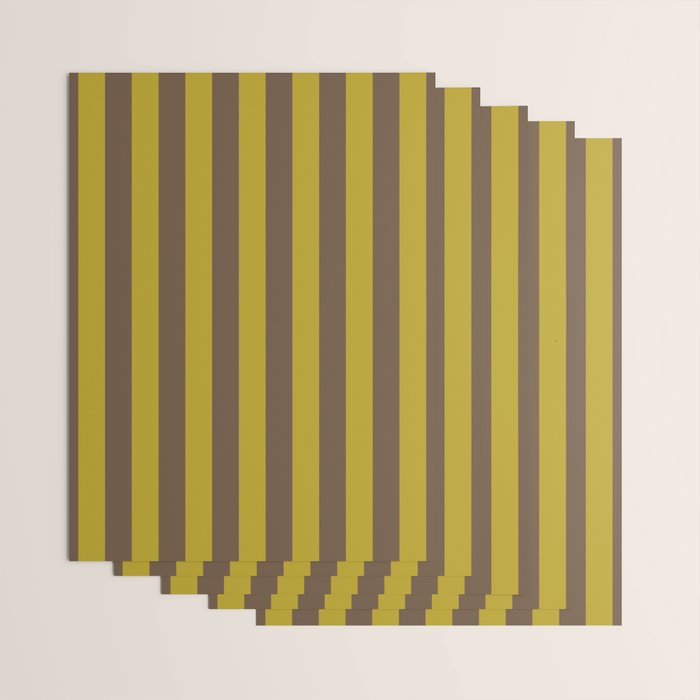 Vintage Moss and Coffee Stripes Wrapping Paper Gallery Image 3