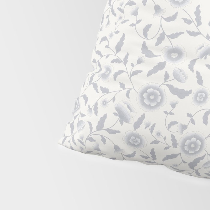 Vintage Trailing Floral - Blue and White Pillow Sham Gallery Image 4