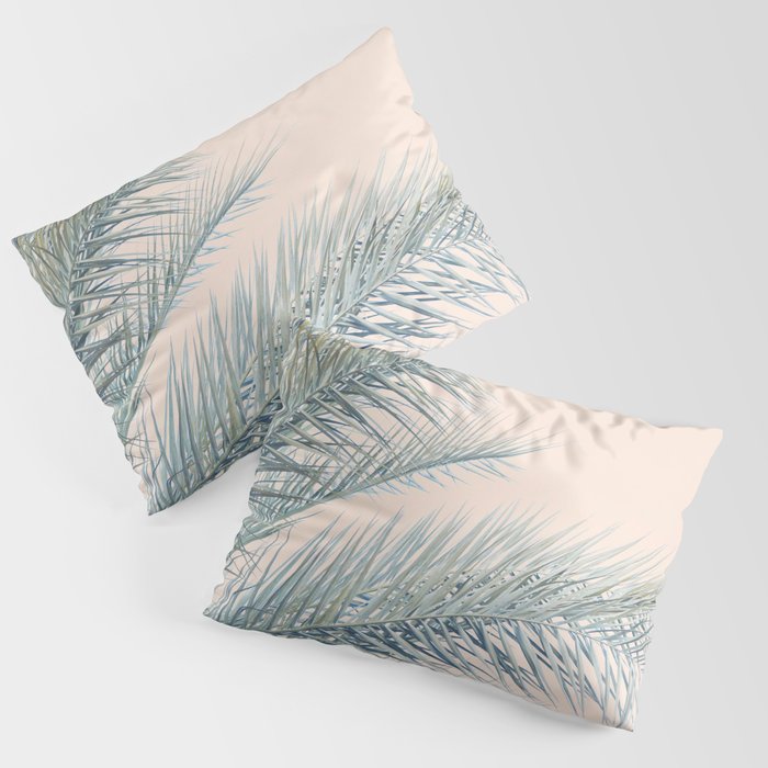 Tropical Palms on Blush Pink, Boho Nature Photography Pillow Sham Gallery Image 3