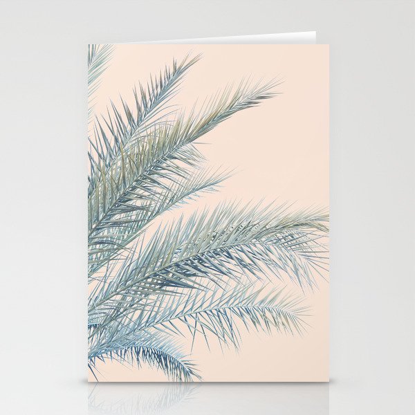 Tropical Palms on Blush Pink, Boho Nature Photography Stationery Card Gallery Image 1