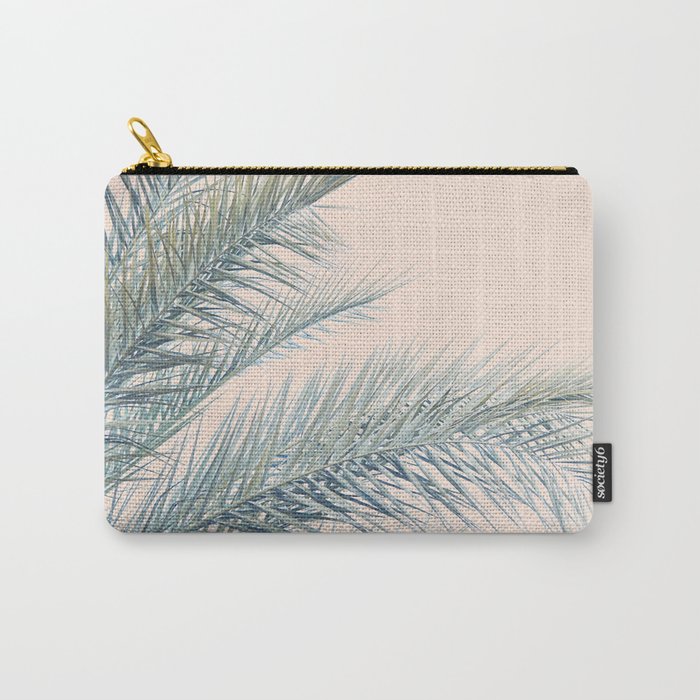 Tropical Palms on Blush Pink, Boho Nature Photography Carry All Pouch Gallery Image 1