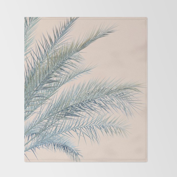 Tropical Palms on Blush Pink, Boho Nature Photography Throw Blanket Gallery Image 2