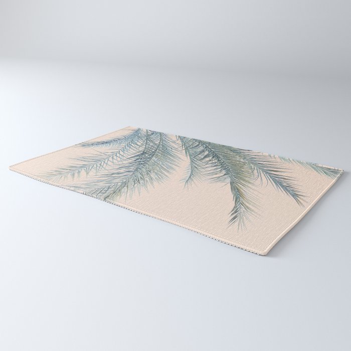 Tropical Palms on Blush Pink, Boho Nature Photography Rug Gallery Image 3