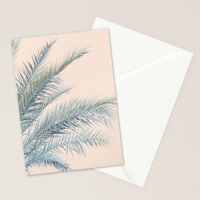 Tropical Palms on Blush Pink, Boho Nature Photography Stationery Card Gallery Image 2