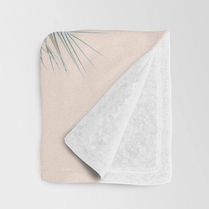 Tropical Palms on Blush Pink, Boho Nature Photography Throw Blanket Gallery Image 3