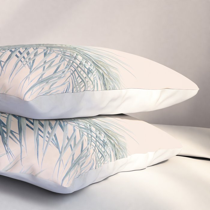 Tropical Palms on Blush Pink, Boho Nature Photography Pillow Sham Gallery Image 3