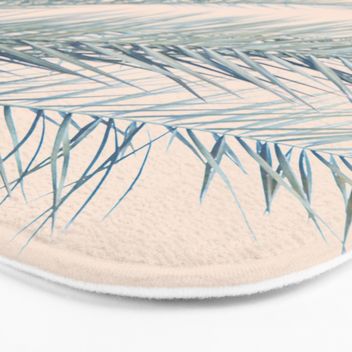 Tropical Palms on Blush Pink, Boho Nature Photography Bath Mat Gallery Image 3