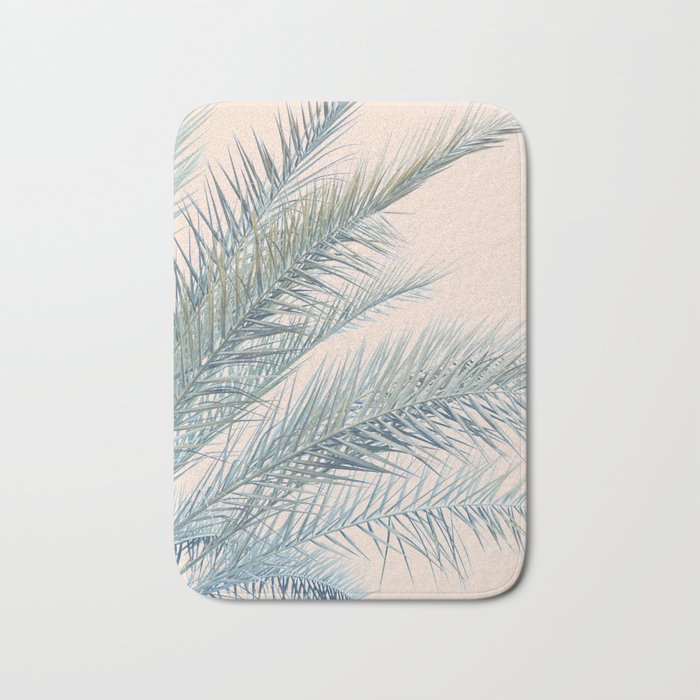 Tropical Palms on Blush Pink, Boho Nature Photography Bath Mat Gallery Image 1