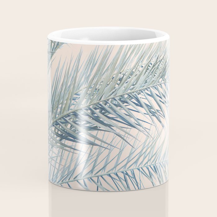 Tropical Palms on Blush Pink, Boho Nature Photography Coffee Mug Gallery Image 4