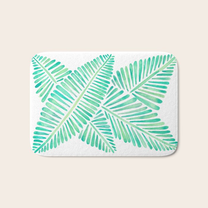 Tropical Banana Leaves - Mint Palette Bath Mat Gallery Image 1