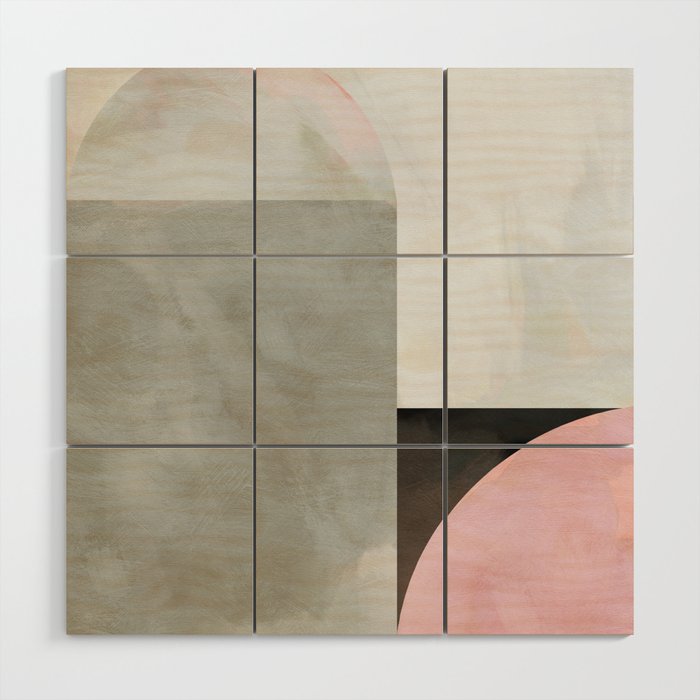 mid century scandi winter painted Wood Wall Art Gallery Image 1