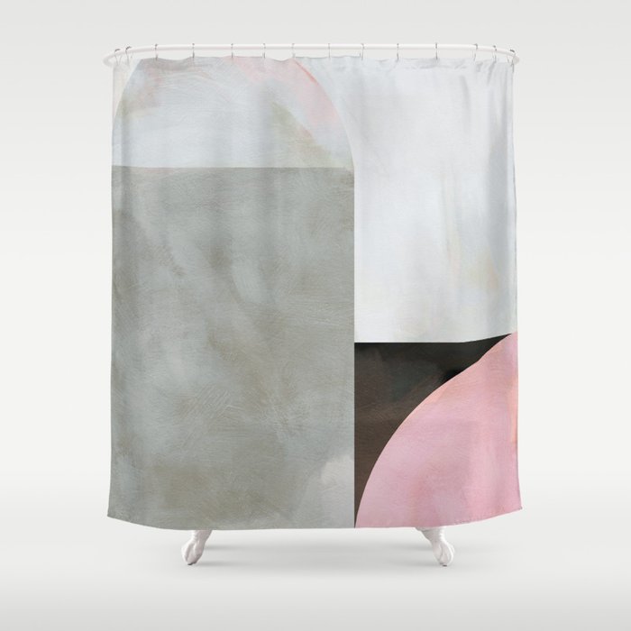 mid century scandi winter painted Shower Curtain Gallery Image 1