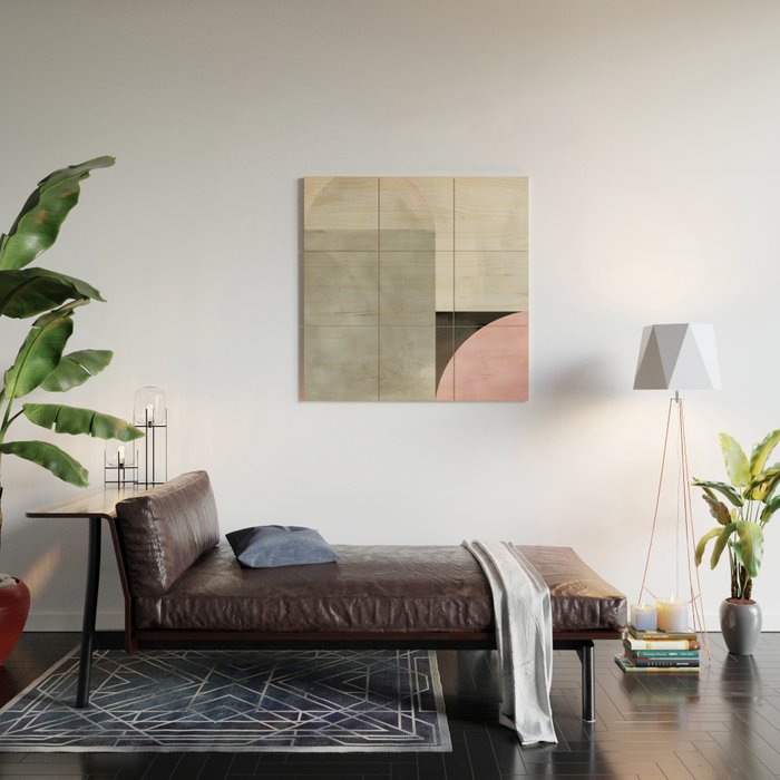 mid century scandi winter painted Wood Wall Art Gallery Image 2